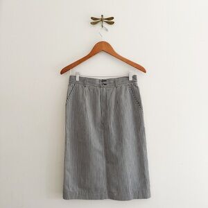 Saint Laurent Rive Gauche Paris Vintage Striped Shin Length Skirt size 8